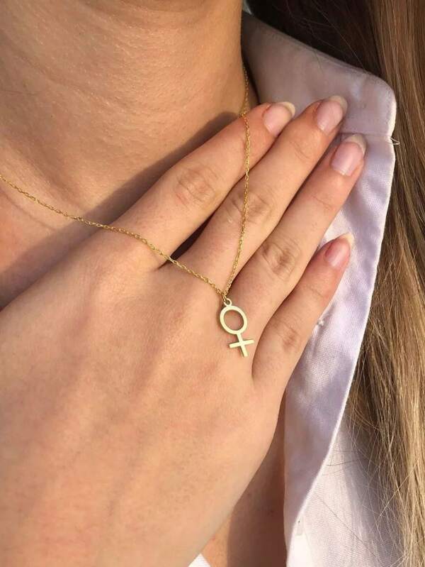1 Stück kreatives Symbol Edelstahl Anhänger Halskette, geeignet für den täglichen Gebrauch von Frauen