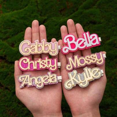 1pc Personalized Acrylic Letter Name Hair Clip, Decorative Accessory Gift For Girls, Cute Wear All Season