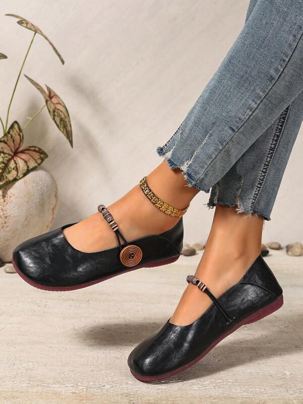1 Pair Fashionable, Versatile, Comfortable, Soft-Sole, Lightweight, Solid Color Flat Shoes, Suitable For Outdoor, Indoor, And Formal Events