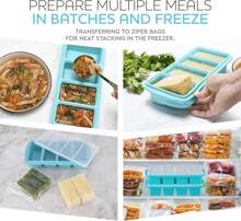 Silicone Freezer Tray With Lid - Soup Freezer Container Molds - Large Ice Cube Tray- Makes 8 Perfect 1 Cup Portions Cubes, 1-Pack Freezer Storage Food Soups & Meal Prep - Oven & Dishwasher - 查看 3