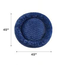 Original Calming Donut Dog And Cat Bed Shag Faux Fur Navy Blue XL 45x45" - 海軍藍+XL - 查看 2