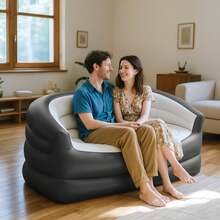 Inflatable Couch Outdoor Air Sofa,Blow Up Couches For Camping, Double Size,Foot Pump Included(Black) - màu đen - Xem 6