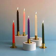 4pcs Modern Minimalist Spiral Taper Candles, 20cm High, Multiple Colors Available, Unscented, Suitable For Holiday Parties And Home Decor Gift Box, Create Festive Atmosphere, Applicable For Weddings, Thanksgiving, Halloween, Easter And Other Holidays, Also Can Be Used As Tabletop Decor, Birthday Parties, Romantic Candles, Unisex Gifts, Outdoor Picnics, Emergency Lighting Candles. - Multicolor - View 6
