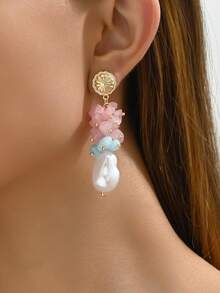 2件时尚复古欧美乡村风鹅卵石DIY串珠首饰，适合女性日常佩戴、节日礼物。天然石尺寸可能略有不同。 - 彩色 - 查看 2