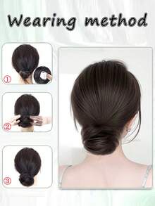 合成发髻，合成接发，优雅女士发髻，接发 - 10 厘米（4 英寸）可延伸合成发，带夹子，耐热纤维，适合所有发质，安全可调节设计，适合所有女性日常穿着和派对发饰 - 彩色 - 查看 9