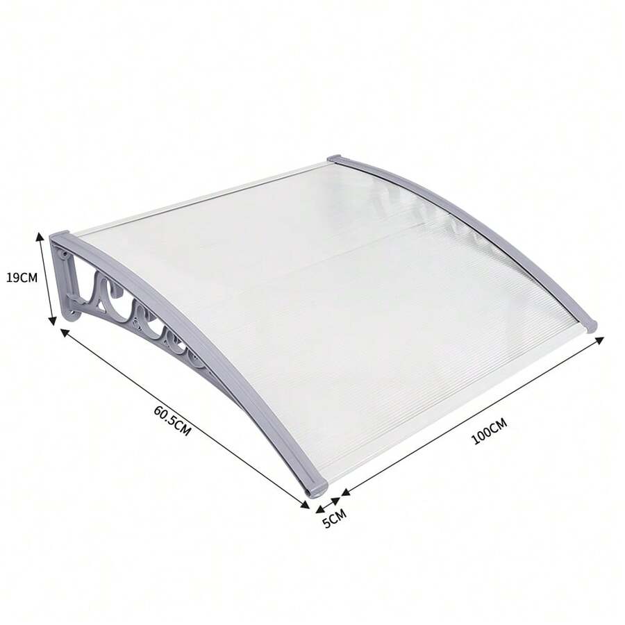 Front Door Canopy, Plastic, Aluminum, Pent Arch Canopy, Roofing, Canopy For Front Door, Pent Arch Canopy, Polycarbonate Pent Canopy, Roofing, PP Bracket, 60*100cm