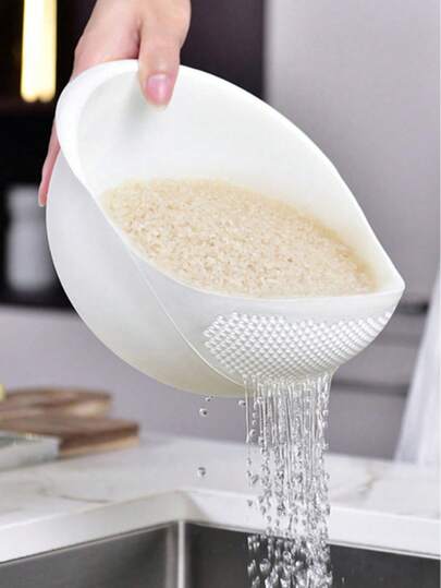 1 件，多功能塑料洗米碗，洗米机，洗菜篮，蔬菜水果沥水篮 - 适用于健康膳食准备和高效厨房使用，实用厨房小工具