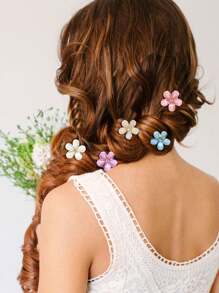 6 件/10 件粉色水晶花形发夹，女士侧夹刘海发夹发夹发饰波西米亚情人节情人发夹爪夹发夹发夹发夹发夹发夹发爪夹美容发夹秋季配饰