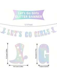 1 Set Let's Go Glitter Banner - Silver, 5 Ft. | Bachelorette Party Decorations, Cowgirl Birthday, Last Rodeo Backdrop, Nashville, Cow Rodeo Theme