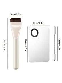 2pcs Ultra-Thin Foundation Brushes, Lightweight Face Contour Brush, Flat Face Mask Brush, Mixed Foundation Cream Makeup Brushes, Silver Foundation Brush, Makeup Brushes For Liquid Foundation, Ultra-Thin Foundation Brush, Face Contour Brush, Flat Contour Brush, Mixed Cream Brush For Makeup