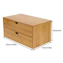 YUNRUX Mini Table Organizer Desk Box With 2 Drawers, Made Of Natural Bamboo
