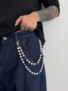 1 件时尚优雅简约多层水晶链腰带，男士独特身体链装饰裤子 - 水鑽腰鏈 - 查看 6