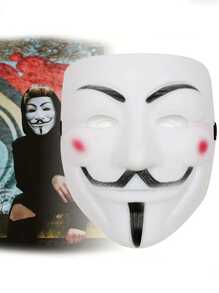 1 件万圣节恐怖面具，复仇化妆舞会 V 型面具，适合万圣节主题派对服装