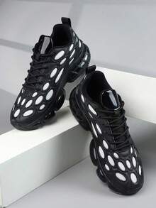 Zapatos deportivos casuales para hombres con diseño de malla transpirable, zapatos casuales versátiles de moda multicolor para parejas para primavera/verano, zapatos de malla cómodos de corte bajo con cordones, zapatos de malla transpirables y antitranspirantes con suela gruesa para uso diario, viajes de vacaciones y paseos, tenis de pareja para hombres