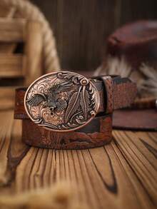 1 件男士波西米亚西部牛仔风格带扣腰带，复古深棕色 PU，适合所有季节秋冬配饰，适合青少年、青年、男士、休闲、户外、运动、度假、毕业礼物、生日、日常穿着 - 鞋子666 - 查看 9