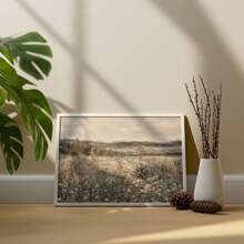 1 Pc Canvas Painting,Painting, Frame, Landscape, Meadow, Flowers, Mountains, Desk, Laptop, Plant,Wood Framed Painting (1) Thickness 2.5 Cm/ 1 Inch-Home Decoration For All Occasions,Ideal New Year, Valentine's Day,Thanksgiving,Easter,Christmas Gift,Room Decoration Aesthetic,Wall Decoration Art,Perfect Gift,Autumn And Winter Wall Decoration,Living Room Decoration, Bedroom Decoration, Kitchen Decoration, Entry Decoration, Bathroom Decoration, Direct Wall Painting, High Quality Wall Painting Poster,Modern Home Decoration Stretched And Framed Ready To Hang