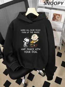 当一切都不奏效时，就把音乐开大声点！这款宽松休闲女式卫衣，漫画印花圆领针织衫，无需费心搭配，适合秋冬季节穿着。