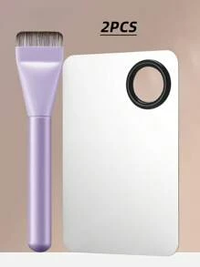 2pcs Ultra-Thin Foundation Brushes, Lightweight Face Contour Brush, Flat Face Mask Brush, Mixed Foundation Cream Makeup Brushes, Silver Foundation Brush, Makeup Brushes For Liquid Foundation, Ultra-Thin Foundation Brush, Face Contour Brush, Flat Contour Brush, Mixed Cream Brush For Makeup