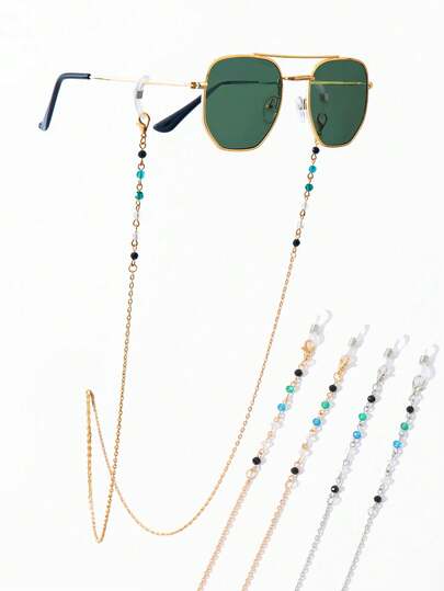 1pc Colorful Acrylic Bead & Metal Fashion Glasses Chain, Suitable For Girls And Women, Women's Glasses Anti-Slip Chain, Girls' Glasses Decorative Lanyard, Can Also Be Used As Mask Chain