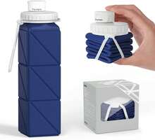 3 Pack Collapsible Water Bottles,Silicone Foldable Portable Water Bottle 20.6oz, Lightweight Reusable Leakproof For Travel Hiking Camping Cycling Workouts Yoga Fitness Indoor Outdoor Sports,9744241 - 墨綠色 - 查看 2