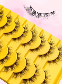 10 pares de pestañas postizas de marta negra, tallos negros delgados y suaves, efecto de extensión natural de la cola del ojo, pestañas de ojo de gato, pestañas postizas esponjosas y naturales, rizado 3D, herramientas de maquillaje de extensión de pestañas postizas dramáticas y completas para principiantes, agrandar los ojos de forma natural, adecuadas para el trabajo, fiestas, citas y festivales, pestañas postizas reutilizables