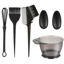 染发刷碗六件套（含耳罩），包含染发搅拌器、染发涂抹器、美发造型配件、染发刷碗套装、染发刷、染发碗、带刷子的染发梳、染发套装，适用于染发、漂白、染发梳涂抹器、专业沙龙及家庭使用的精准染发刷碗套装、返校季、吹风机、头发、配件、美发产品、美发工具、美发用品、护发、卷发梳、理发师、理发师配件、美发设备、旅行必备、旅行必备、发型、美发、头发、旅行、美发产品、美发工具、美发用品、理发师、理发师配件、理发店、美发设备