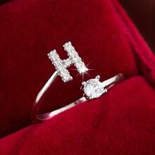 1pc Minimalist Cute Fashionable Niche Design 26 Letter Ring For Women, Suitable For Daily Wear On Finger - Silver - View 8