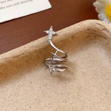 1pc Men's Silver Spiral Star Zirconia Single Ear Clip