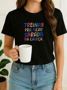 Babylook Women's T-Shirt Funny Phrases Training Gym T-Shirt 100% Cotton Day To Day Gym - 黑色 - 查看 2