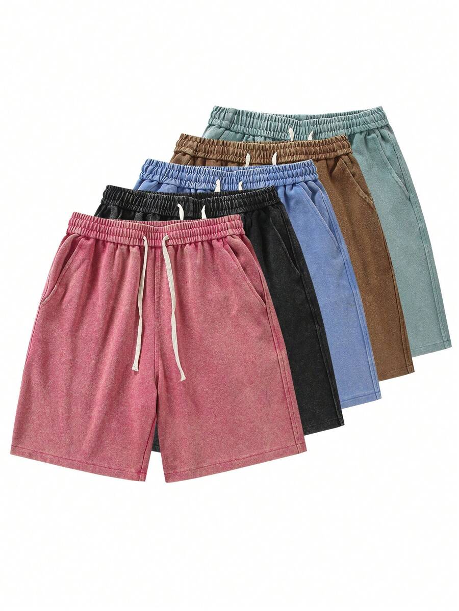 Blueplus Solid Color Casual Shorts With Drawstring Waist And Comfortable Fit For Both Sports And Leisure Wear - Pink - View 1