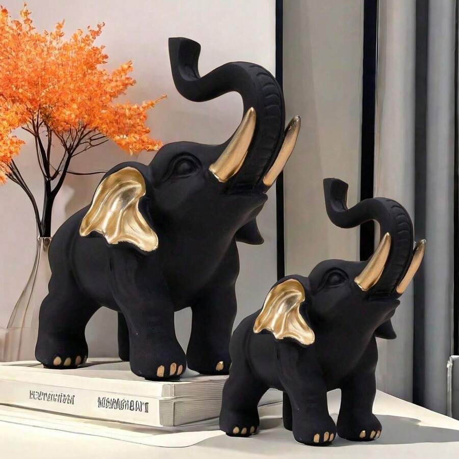 1 Peça Estatueta de Elefante da Sorte Feng Shui, Decoração de Elefante para Casa, Pequena Decoração Doméstica, Decoração de Elefante da Riqueza
