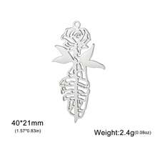 1 pieza Colgante de flor de loto, luna y enredadera de acero inoxidable creativo, accesorio de patrón botánico hecho a mano para collar, llavero, colgante de bolso