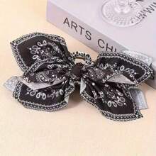 1pc Bohemian Versatile Unique Hair Clip, Red Cashew Flower Bow Grab Clip Sweet Hair Claw Resort Ponytail Clip Fashion Headwear Hair Accessories Women Claw Clip