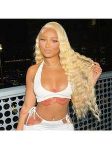 613 13x4 Lace Front Wigs Human Hair With Natural Hairline 250 Density Deep Wave Lace Front Wigs Human Hair With Baby Hair Kinky Curly Human Hair Wig Glueless Wigs Human Hair Pre Plucked For Women 40 Inch - 613 - 查看 4