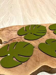 Podkładka magnetyczna z nadrukiem 3D w kształcie liścia Monstery, kreatywny zielony wzór roślinny, antypoślizgowy, odporny na plamy i ciepło silikon, idealna na stół jadalny, do kuchni, na biurko i na prezent świąteczny