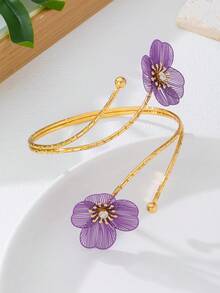 1 Pair Women's Hollow Flower Bangle Bracelets, Multi-Color Summer Accessories, Elegant For Party, Wedding, Vacation, Back To School, New Year, Gift For Friends And Family - Flower Shape - View 9