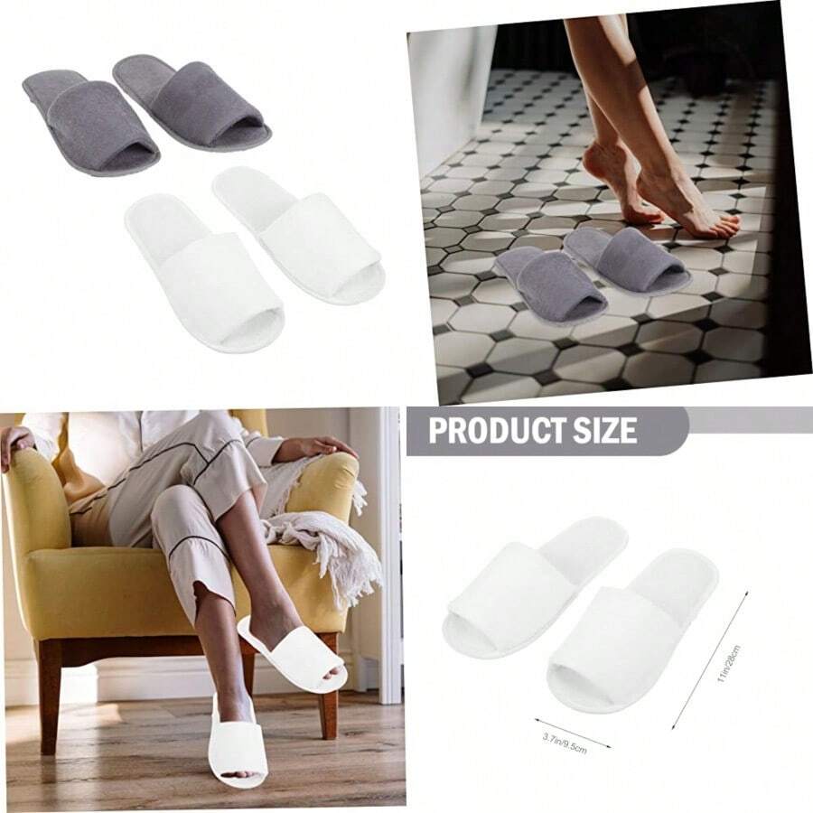 [Huihuang]2 Pairs Foldable Slippers Open Toe Slippers Hotel Slippers Indoor Slippers For Women Disposable Slippers For Guests Portable Folding Slippers Universal Soft Slippers Towel Man - như hình ảnh - Xem 1