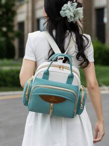 1 件时尚妈咪背包，多功能孕妇包，大容量尿布包，便携式旅行妈咪包，可挂在婴儿车上