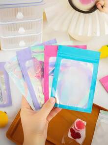 100 个透明窗口珠宝袋，渐变色珠宝密封袋，可重复使用，防尘防氧化，适用于戒指、耳环、项链、吊坠等珠宝、珠宝配饰整理、家居必需品、节日礼物。 - 彩色 - 查看 10