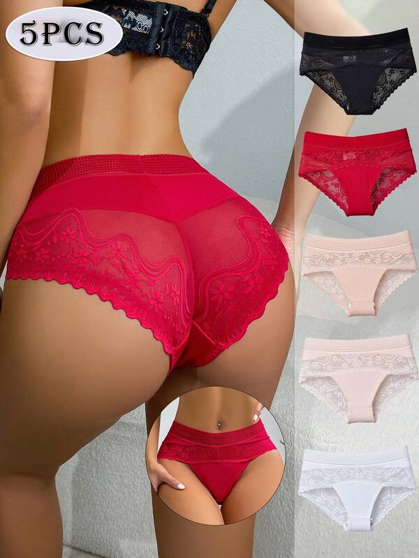 5 قطع ألواح دانتيل، سراويل داخلية نسائية مثيرة، دانتيل الأرداف، طراز جنوي، زهور حلوة، سقف مثير، فرنسي، جميل، طازج وعاطفي، خفيف، سراويل داخلية سوداء، شورتات بيضاء، عصرية، ملابس داخلية وردية مرحة، ملابس داخلية حمراء، سراويل داخلية مثيرة ذات خصر عالي للنساء