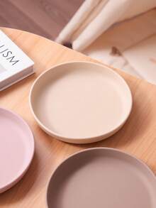 PopLittleOne 1pc Baby Silicone Tableware Round Shape Suction Baby Plate Feeding Training Baby Dishes Solid Color Baby Food Storage - Multicolor - View 5