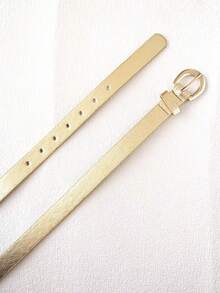 Half Moon Letter Buckle Belt - 金色 - 查看 3
