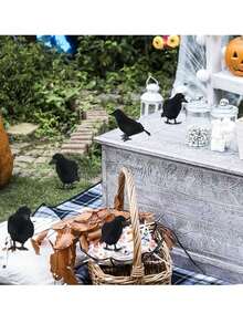 6 件/1 件逼真的黑乌鸦羽毛动物万圣节道具装饰，室内室外怪异黑乌鸦装饰家居装饰万圣节装饰秋季装饰房间装饰 - 彩色 - 查看 8