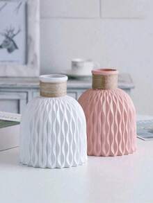 Jarrón de plástico sencillo y práctico, ideal para exhibir flores artificiales, ideal para decoración del hogar y organizador de escritorio, ideal para flores secas o artificiales, ideal para decorar escritorios o estanterías.