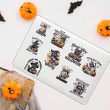 9 件可爱浣熊万圣节 UV DTF 转印贴纸 - 幽灵南瓜和女巫杯贴花，适用于玻璃杯、玻璃杯、马克杯、瓶子、DIY 艺术工艺品用品、万圣节装饰 - 彩色 - 查看 6