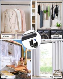 Varillas de clóset para colgar ropa, barra de metal ajustable de 17 a 69 pulgadas, barra colgante de ropa resistente de 1.3 pulgadas, para clóset, armarios, lavandería, RV - 1 - Ver 7