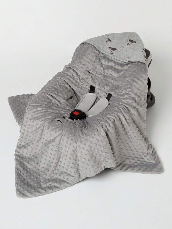 1 pieza Manta de algodón + felpa para envolver bebé, cubierta para cochecito, funda para silla de coche, manta abrigada para portabebés para otoño/invierno