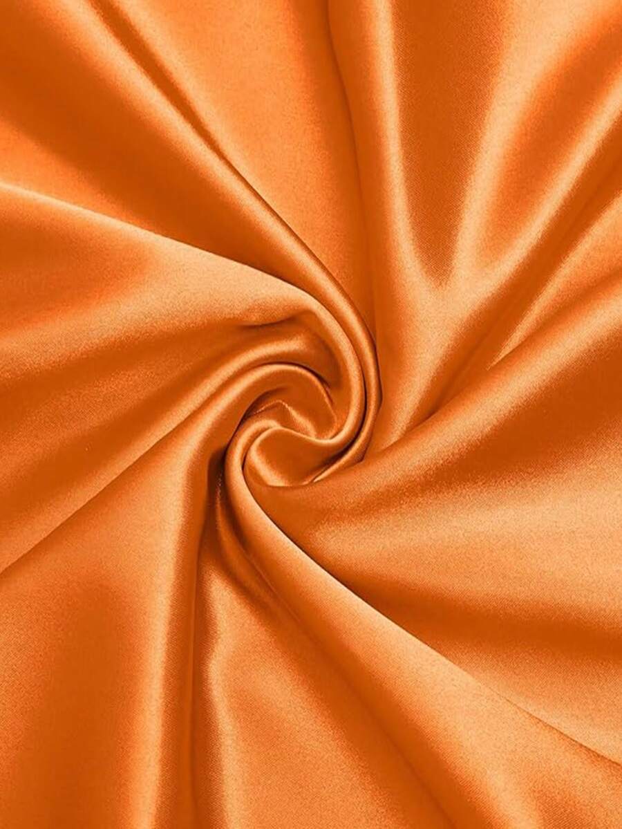 1pc Satin-Like Silk Fabric, Suitable For Wedding Dress Lining, Sleepwear, Home Decor, DIY Tablecloth, Backdrop Fabric - Orange - View 1