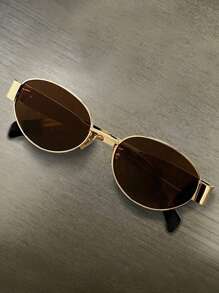 Women's Metal Frame Oval/Polygon Fashion Fashion Glasses (Half Frame), Suitable For Daily Wear, Summer Beach, Outdoor Travel And Other Outdoor Activities