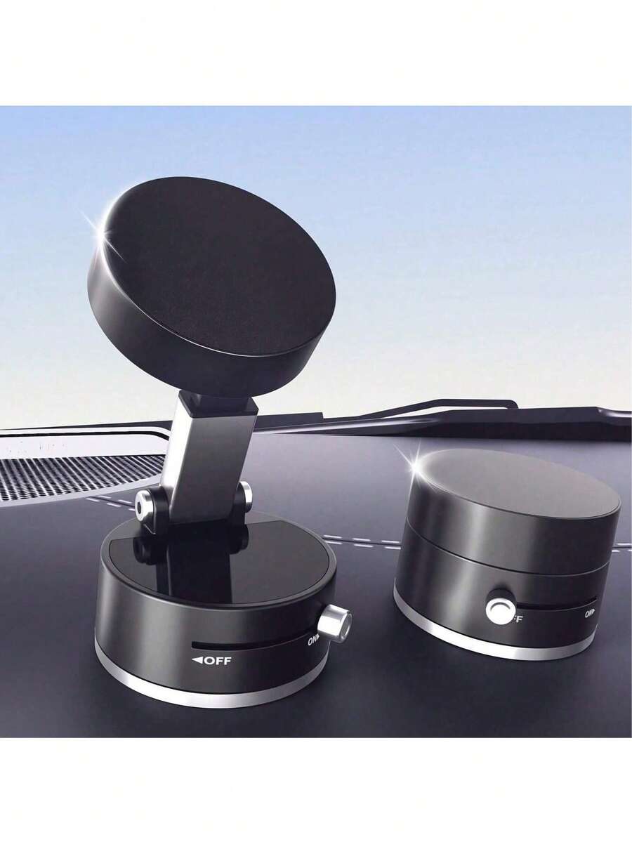 1pc Foldable Telescopic Vacuum Suction Cup Magnetic Car Phone Holder, Multi-Functional Slouchy Bracket - Multicolor - View 1